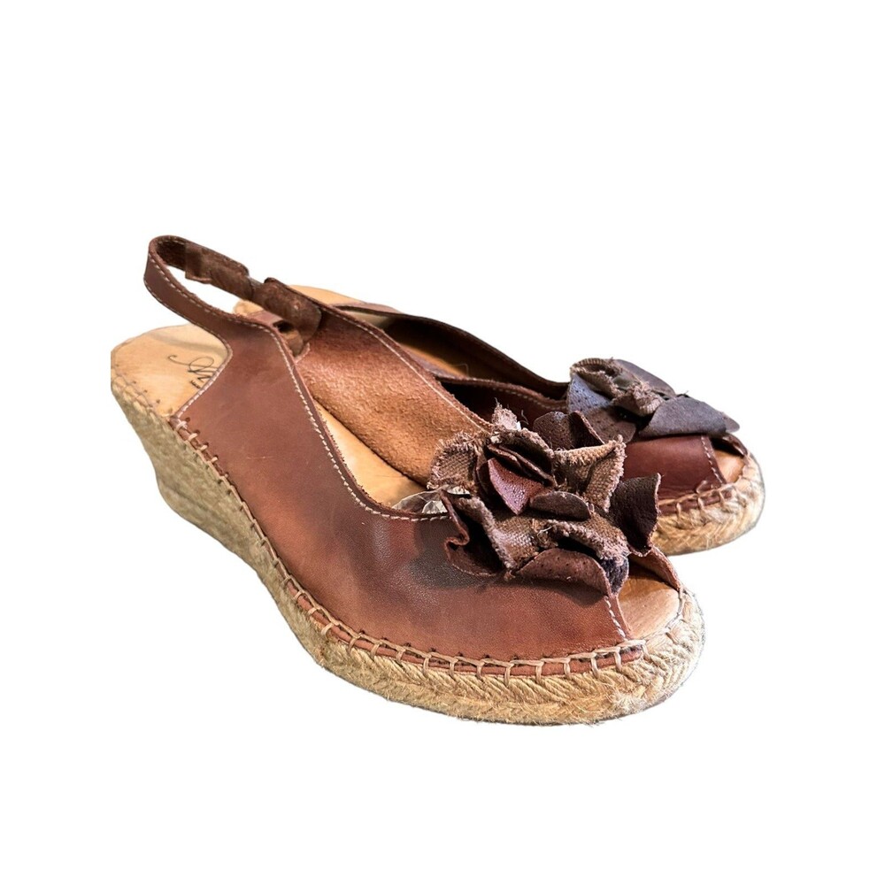 Azura Women's Brown Leather Wedges sz 37/6.5